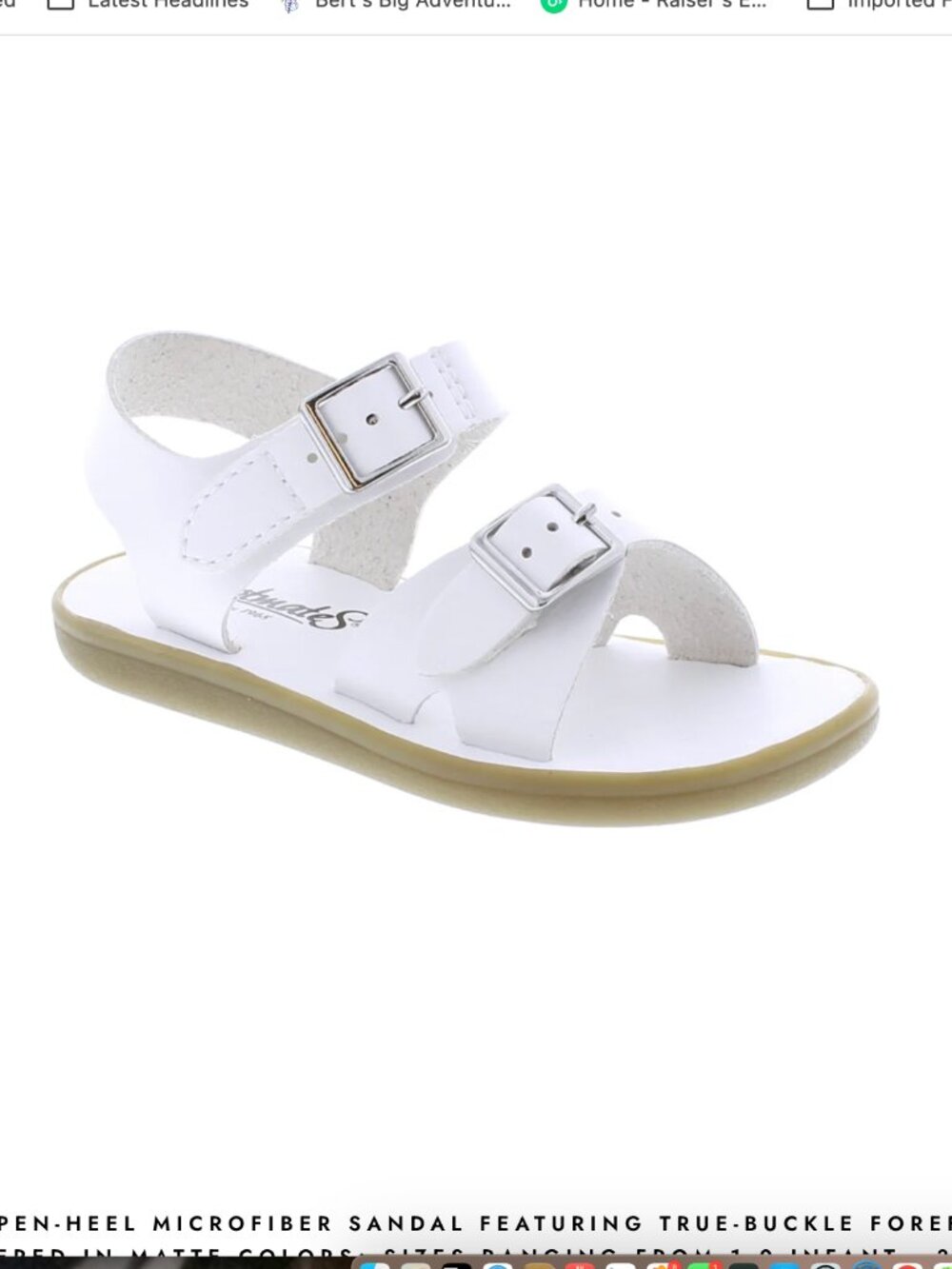 FOOTMATES Tide and Eco-Tide Waterproof Sandals, White, 5.0